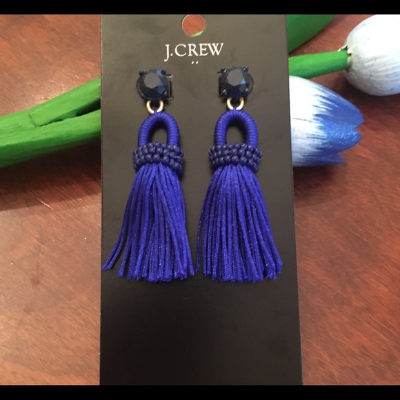 J. Crew Jewelry - J Crew Tassel Earrings Brunswick Blue NWT